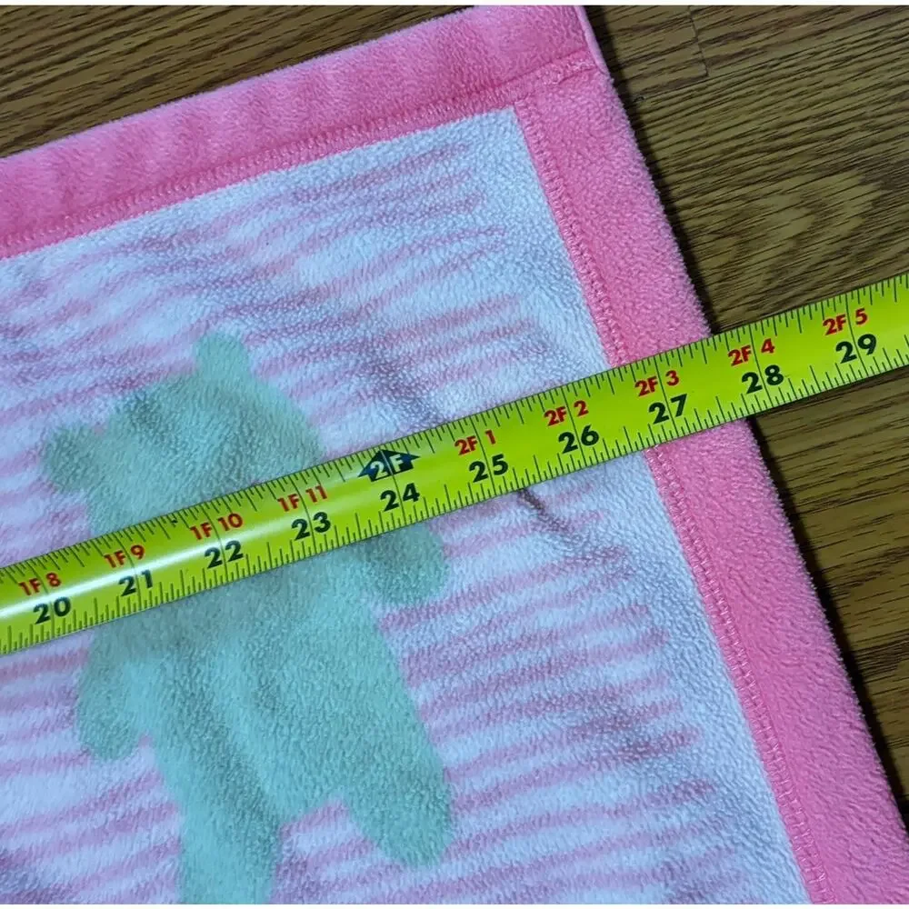 Carters Classics All About A Bear Pink Baby Blanket Hug Me Fleece Green White